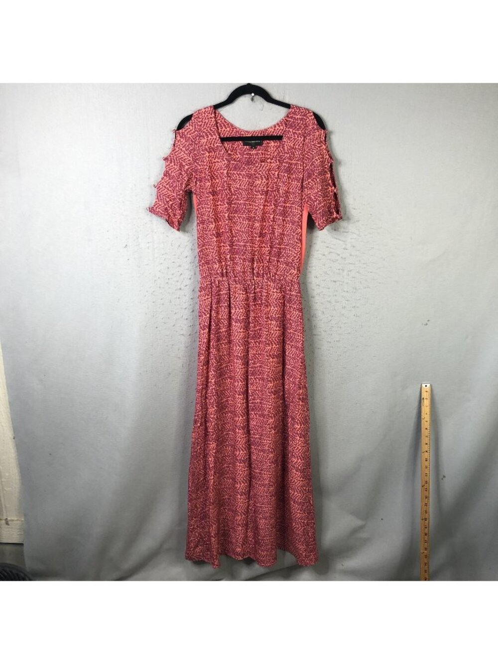 Corey Lynn Calter Dress Womens 4 Orange Silk Maxi Cold Shoulder Animal Print